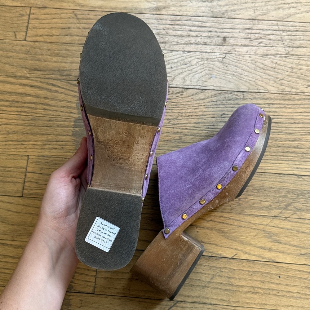 Sezane Tibby Purple Suede clog mules - Picture 5 of 5